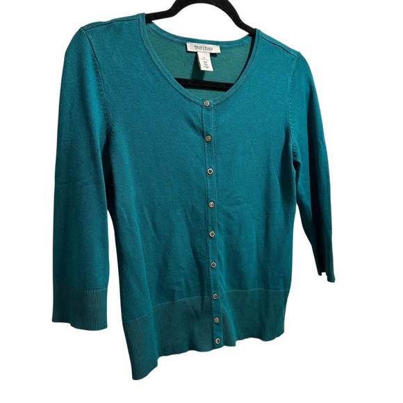 White House Black Market Green Snap Front Cardigan Small - Picture 3 of 11